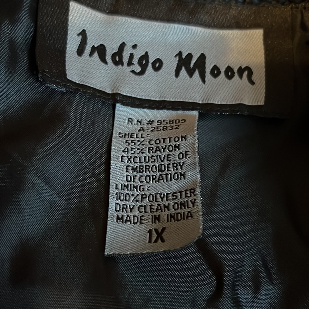 Indigo Moon Fall Patchwork Embroidered Jacket Siz… - image 6